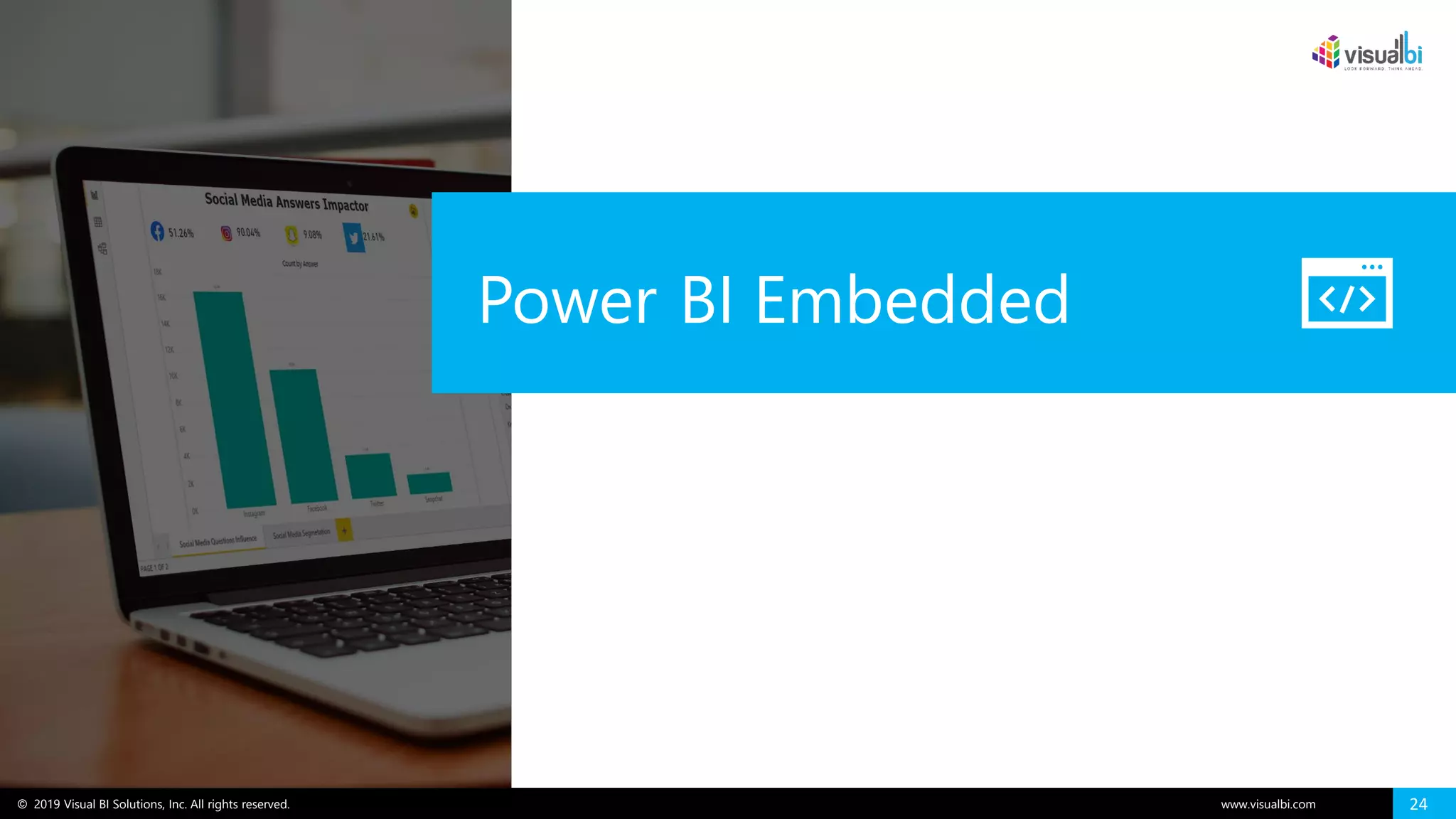 © 2019 Visual BI Solutions, Inc. All rights reserved. www.visualbi.com 24
Power BI Embedded
 