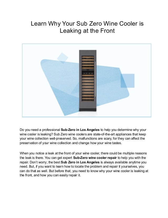 Learn Why Your Sub Zero Wine Cooler is Leaking at the Front.pdf