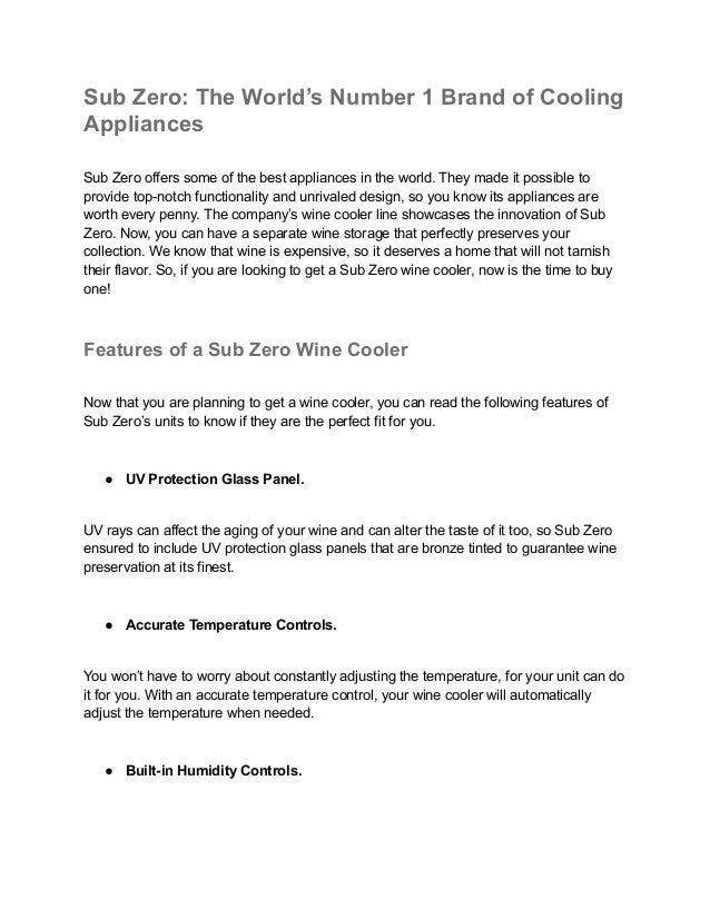 Learn Why Your Sub Zero Wine Cooler is Leaking at the Front.pdf