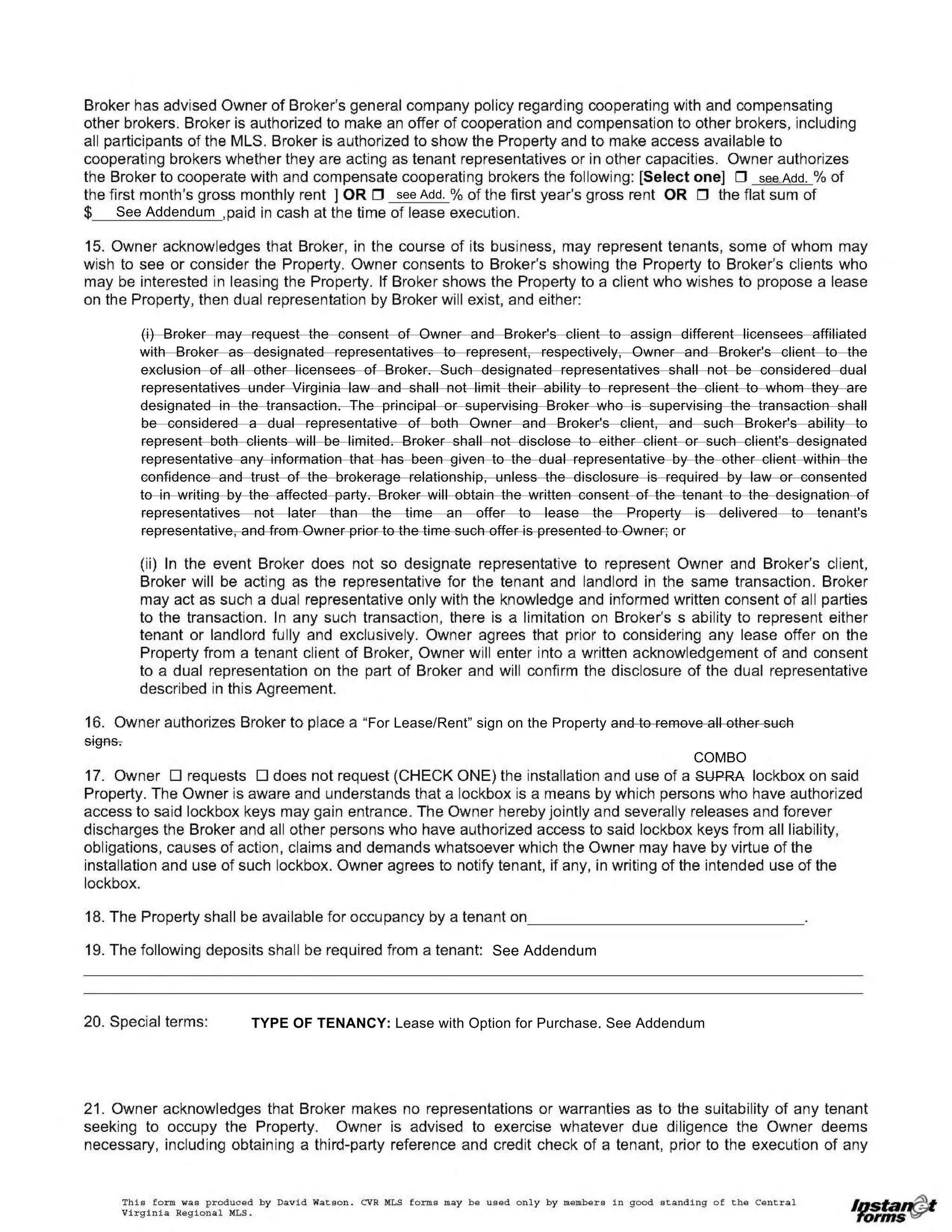 Lease listing agreement pdf