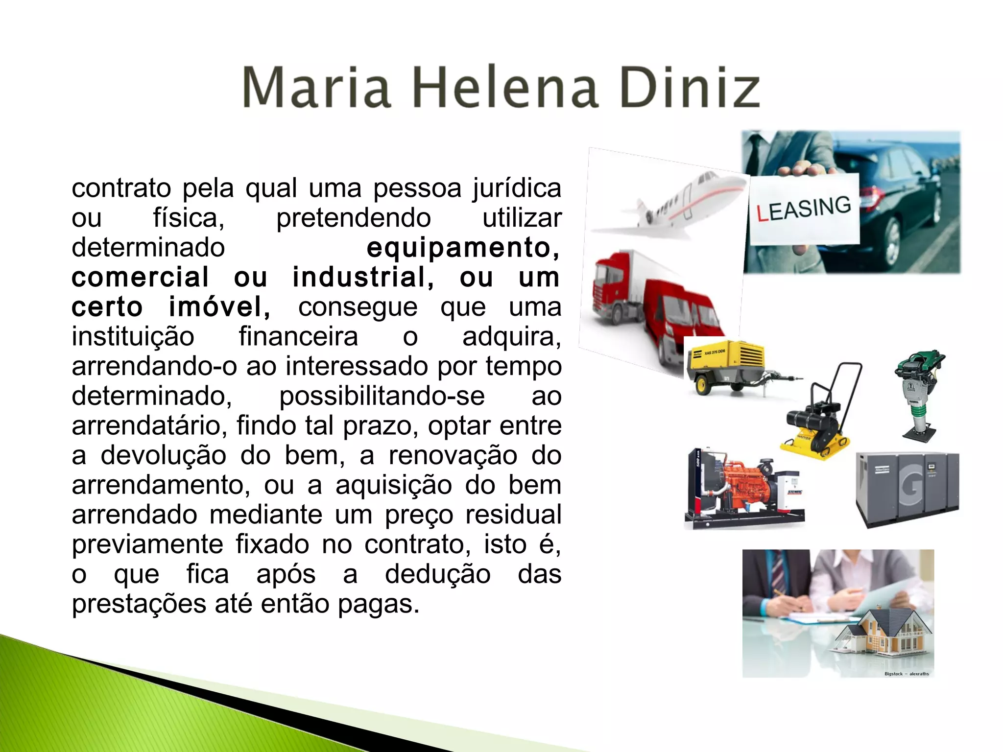 Ilustração de equipamentos industriais e veículos em contexto de leasing operacional, representando arrendamento de bens para uso empresarial.