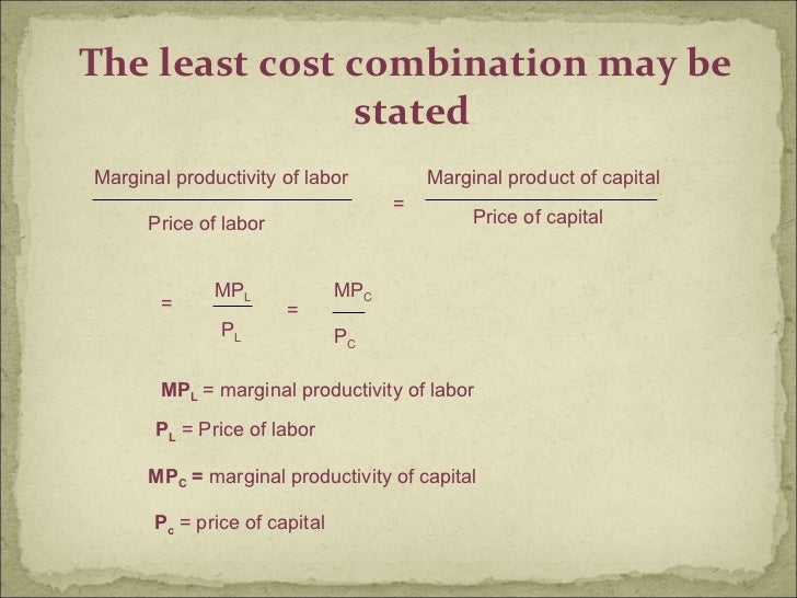 Least cost combination