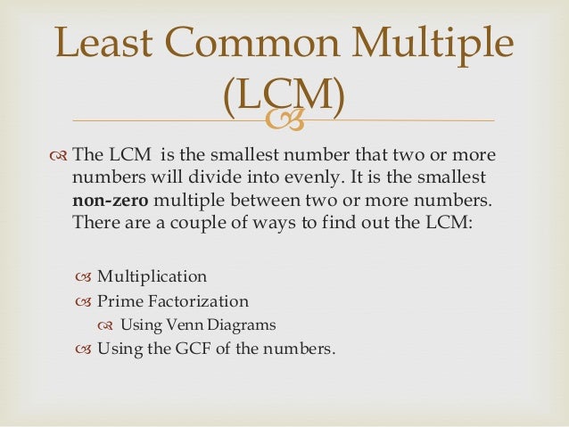 Least common multiple (lcm) & greatest