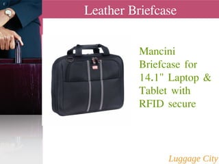 Leather Briefcase 
Mancini 
Briefcase for 
14.1" Laptop & 
Tablet with 
RFID secure 
 