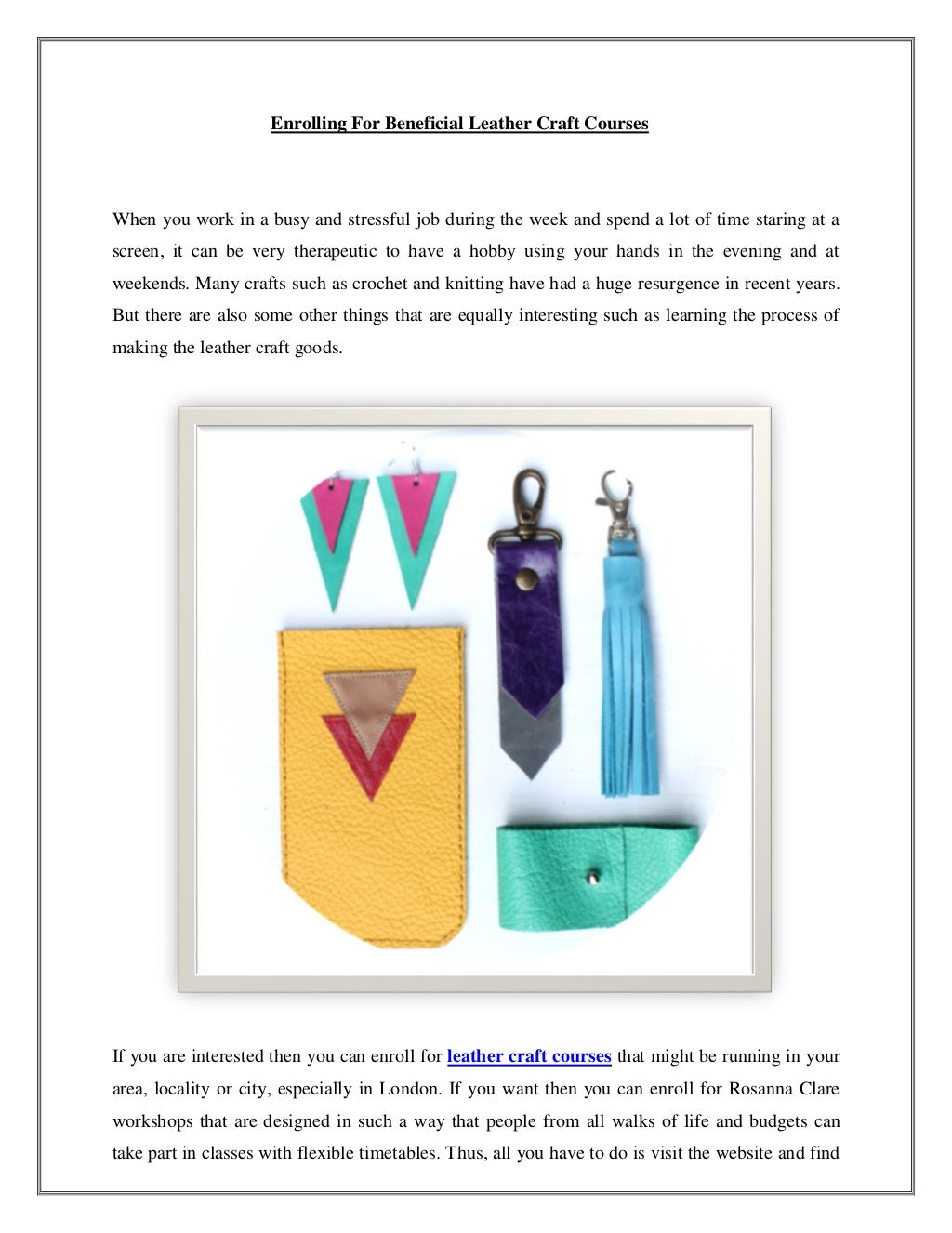 Leather Craft Courses