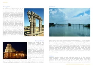 Warangal fort
The existence of Warangal Fort in the
present-day Indian state of Andhra Pradesh
traced back to at least the 13th century CE.
Although precise dating of its construction
and subsequent enhancements are uncer-
tain, historians and archaeologists generally
accept that an earlier brick-walled structure
was replaced with stone by Ganapatideva,
who died in 1262, and that his successors –
Rudramadevi and Prataparudra – added
to its height and added gateways, square
bastions and additional circular earthern
walls prior to the latter's death in 1323. This
places the construction towards the end
of the Kakatiya period. There were later
modifications between the 15th and 17th
centuries, comprising principally the addi-
tion of barbicans to the four gates in the
stone wall and the creation of gates in
the outer earthern wall.Remnants of the
structurecanbeseentodayneartothetownof
Warangal,whichwastheKakatiyacapital.The
Archaeological Survey of India has listed the
remains as a Monument of National
Importance.
Ramappa Temple
Ramappa also known as the
Ramalingeswara temple, is
located 77 km from Warangal, the
ancient capital of the Kakatiya
dynasty, 157 km from Hyderabad
in the state of Andhra Pradesh in
southern India. It lies in a valley at
Palampet village of Venkatapur
Mandal, in erstwhile Mulug Taluq of
Warangal district, a tiny village long
past its days of glory in the 13th and
14th centuries. In the Ramappa
Temple, many of the smaller
structures were neglected and are
in ruins.
The Archeological Survey of India (ASI) has taken charge of it. The main entrance
gate in the outer wall of the temple is ruined. Exactly Ramappa temple is located in
Palampet,Venkatapur mandal, which is 19 km far from Mulugu Mandal (50 km off Warangal).
Pakhal Lake
Pakhal Lake, situated amidst undulating forest land hills and dales is a popular retreat for
the tourists. The lake, constructed around 1213 A.D. by Kakatiyan Ruler, Ganapathidev
and spread over an area of 30 km2., provides a beautiful site. Set around the shores of
this lake is the Pakhal Wild Life Sanctuary with an area of 839 km2. It is a dense forest
shelter for a variety of fauna. If, one is lucky, one can spot a tiger or a leopard or a bear
and one can find a herd of deer roaming about freely in the wild. The sanctuary is also
harbouring Mammals like panthers, hyenas, wolves, wild dogs, jackals, sloth bear,
nilgal, porcupine, langoor, Reptiles like python, cobra, common krait, monitor lizard and
Crocodiles. Pakhal is situaled about 50 km east of Warangal and it is well connected
by road passing through the east while taluk headquarters of Narsampet town which
about 12 km away.
Medaram
Medaram Village is situated in dense forest area about 104 km from Warangal
city.Sri Sammakka & Saralamma Jatara will be celebrated once in two years in
Medaram Village of Tadvai Mandal of Warangal District. People believe that
Goddesses Sammakka, Saralamma fulfill their desires with their divine and
miraculous powers. Issueless Couples visit to pray the goddess to bless them with children.
Design & Technical Development Workshop/NCDPD/2014………..P a g e 27| 46
SURVEY REPORT
 