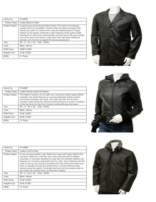 Leather fashion jackets