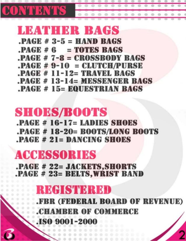 Leather goods catalogue