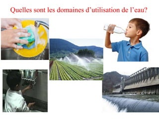 Quelles sont les domaines d’utilisation de l’eau?
 