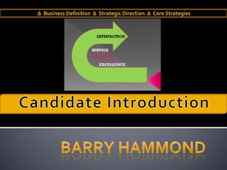 ΔBusiness Definition  Δ  Strategic Direction  Δ  Core Strategies Candidate Introduction Barry Hammond 