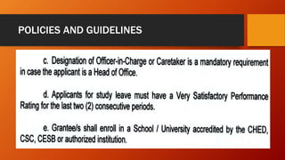 POLICIES AND GUIDELINES
 