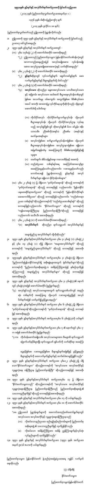 Leave  & Holiday Myanmar Amendment on 18 07 2014 