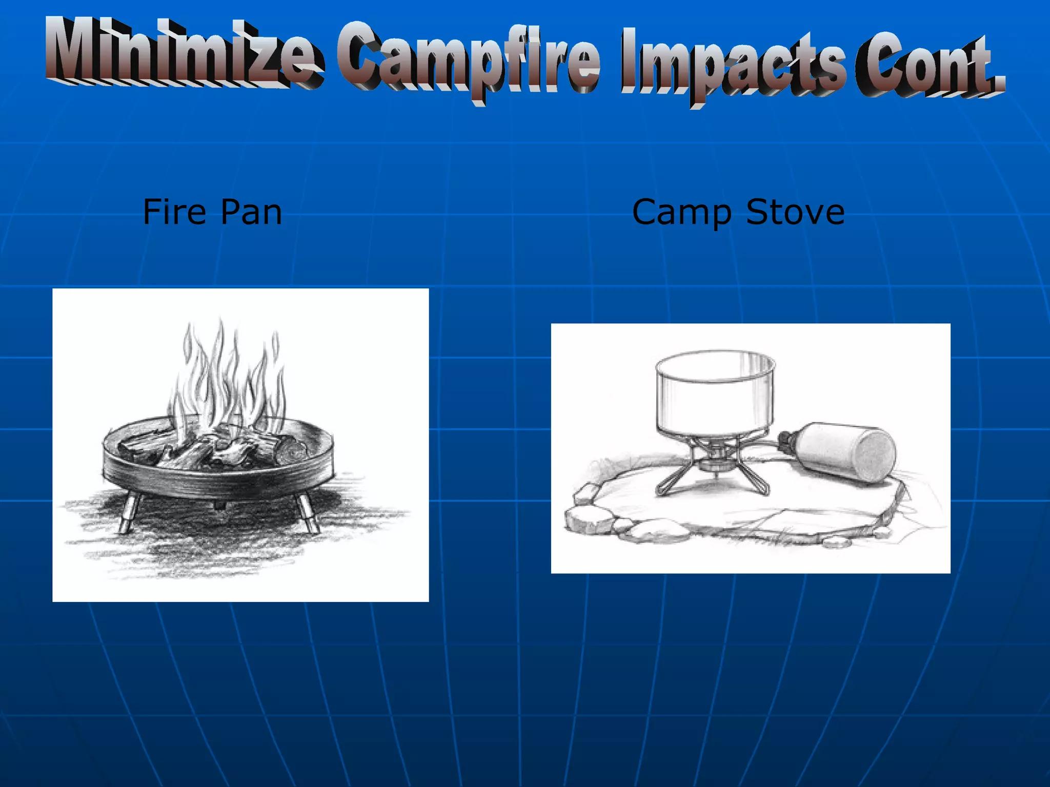 Minimize Campfire Impacts Cont. Fire Pan Camp Stove 