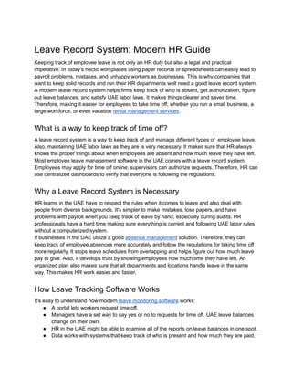 Best Leave Record System: HR & Employee Management | PDF