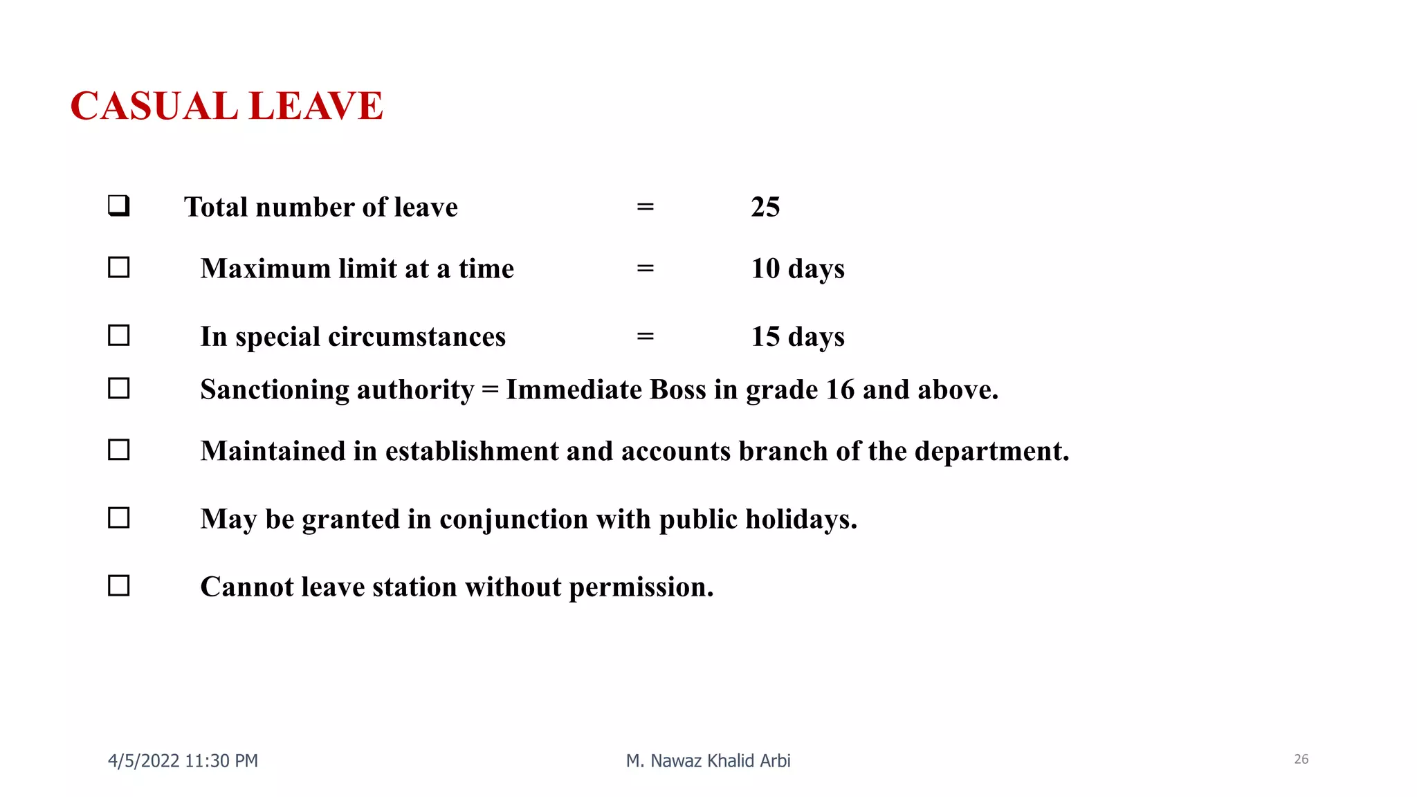 Leave rules | PPTX
