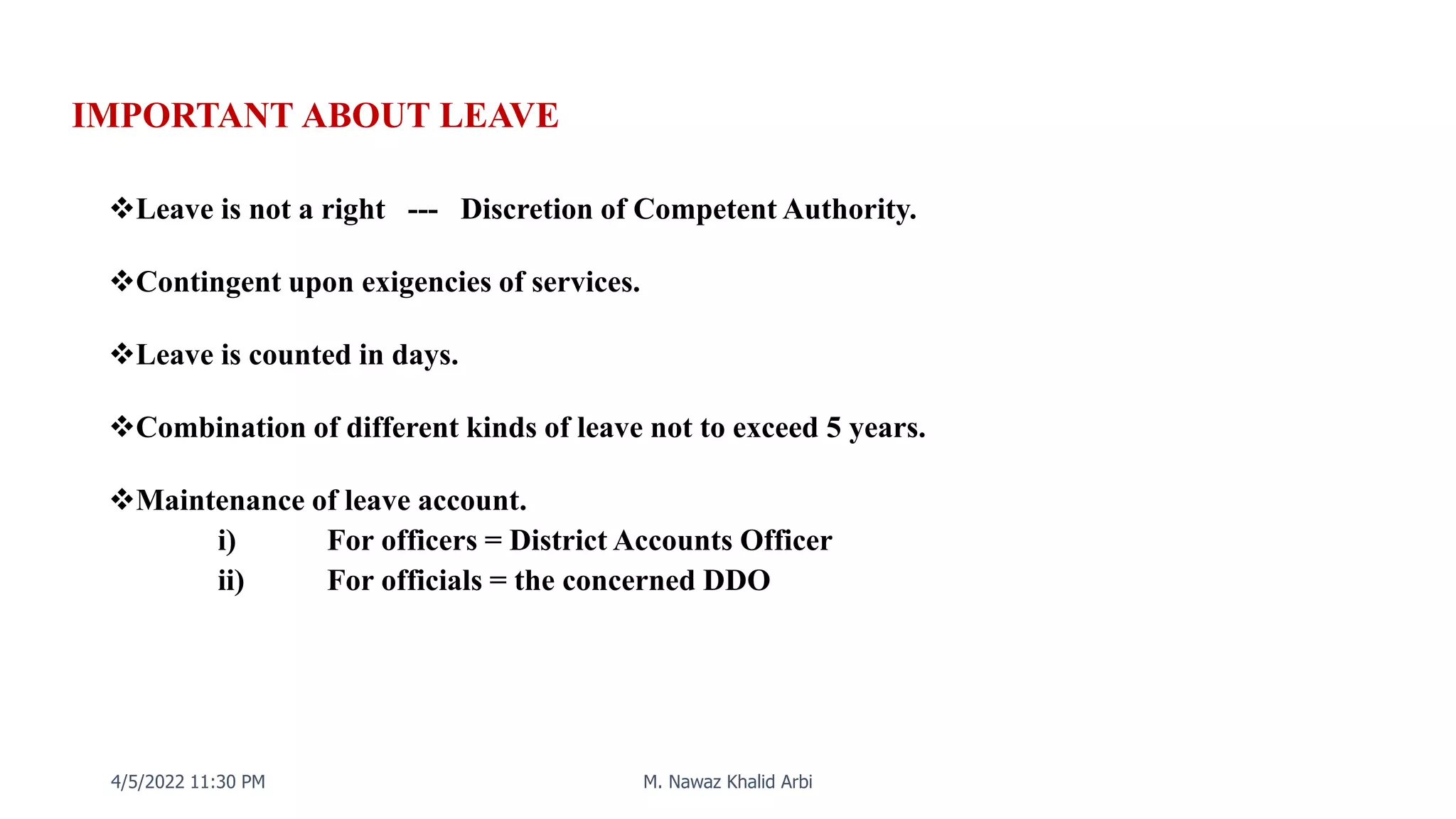 Leave rules | PPTX