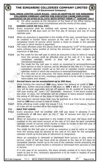 Secl Leave Form.pdf SCCL Executive Leave rules with amendments upto 01.06.2013