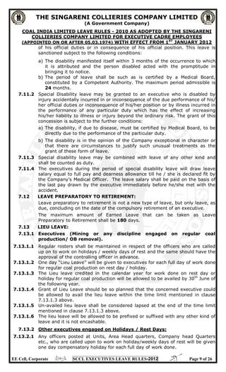 Secl Leave Form.pdf SCCL Executive Leave rules with amendments upto 01.06.2013