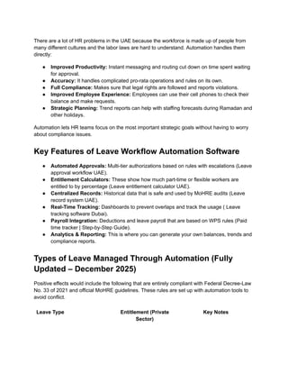 Leave Workflow Automation in UAE Complete HR Guide for 2026 | PDF