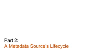Part 2:
A Metadata Source’s Lifecycle
 