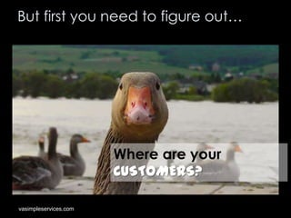 But first you need to figure out…

Where are your
CUSTOMERS?
vasimpleservices.com

 