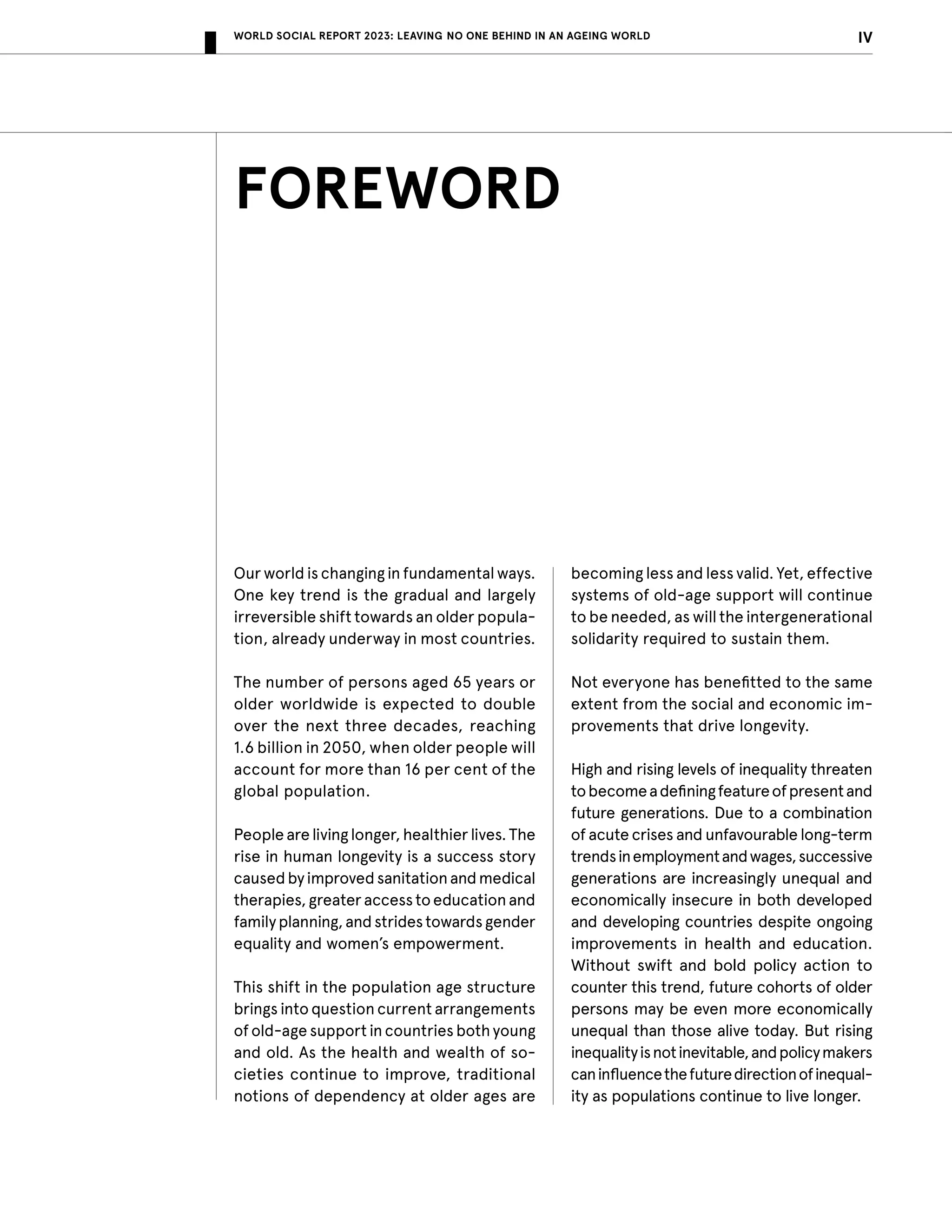 Leaving No One Behind in an Ageing World - World Social Report 2023 | PDF