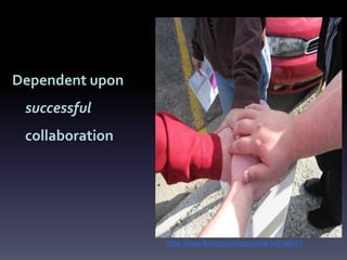 Dependent upon
successful
collaboration
https://www.flickr.com/photos/fncll/145149313
 