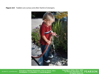 Copyright © 2016, 2011, 2009
by Pearson Education, Inc.
All Rights Reserved
Emergency Medical Responder: First on Scene, 10/e
Christopher J. Le Baudour | J. David Bergeron
Figure 4.9 Toddlers are curious and often fearful of strangers.
 