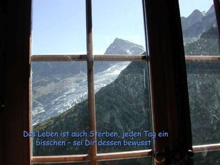 Das Leben ist auch Sterben, jeden Tag ein bisschen – sei Dir dessen bewusst ! 