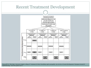 Recent Treatment Development
Zuccarelli M, Vella-Szijj J, Serracino-Inglott A, Borg JJ. Treatment of Leber’s hereditary optic neuropathy: An overview of recent developments. European Journal of
Ophthalmology. 2020 Nov;30(6):1220-7.
 