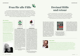 Nessmann schildert seine Leidensge-
schichte und gibt sich selbst sowie den
vielen anderen Leidenden Tipps, mit
Sucht und Sehnsucht umzugehen. Die
Leserinnen und Leser erhalten einen
authentischenEinblickindieGefühlswelt
desBetroffenen.Geradeweilerdurchdie
seelischenTiefengehenmusste,dieHölle
unddasGrauenmindestensdreiMalken-
nenlernte,kannerheuteGlücksmomente
mit Demut und Dankbarkeit wahrneh-
menundseineErfahrungenweitergeben.
Frau für alle Fälle
Für eine Reihe aufsehenerregender und durchaus kontrovers diskutierter Bücher
zeichnet die Ärztin und Psychotherapeutin Martina Leibovici-Mühlberger verantwortlich.
Mit „Wenn die Tyrannenkinder erwachsen werden“ und „Der Tyrannenkinder-Erziehungs-
plan“ prägte sie die österreichische Erziehungs­diskussion, „Im Namen des Kindes“ befasst
sich mit den Auswirkungen von Scheidungen von Eltern auf ihre Kinder, in „Diagnose
Mingle“ beleuchtet sie das Phänomen der Single-Zweisamkeit und in „Die Burnoutlüge“
fährt sie mit einer zeitgeistigen Diagnose gründlich Schlitten.
„DIE BURNOUTLÜGE“
„Die Art von Burnout, die immer öfter
diagnostiziert wird, gibt es in Wirklich-
keit nicht. Das Phänomen Burnout ist
eine Erfindung der Gesellschaft, die sich
damit nicht dem wahren Problem stel-
len muss: Wir haben die Kontrolle und
Reglementierung der Lebendigkeit auf
die Spitze getrieben. Burnout-Patien-
ten sind Vorreiter eines Systemcrashs,
doch wir sehen die Warnung nicht. Die
Gesundheits-undWellnessindustriever-
dientvielGeldmitderDiagnoseBurnout,
dochsiemachtallesnurnochschlimmer.
DennRuhe,EntspannungundAusgliede-
rung aus der Arbeitswelt sind der falsche
Weg.“SolautetdieDiagnosevonMartina
Leibovici-MühlbergerinihremBuch„Die
Burn­outlüge“. „Work, pray, love!“, emp-
fiehlt die Ärztin und Psychotherapeutin
zu Vorsorge und Heilung: „Wir müssen
das, was Leben ausmacht, das Dynami-
sche, Unvorhergesehene, Herausfor-
dernde, wieder zulassen.“
Martina Leibovici-Mühlberger, Die Burnout-
lüge. Was uns wirklich schwächt. Wie wir stark
bleiben; edition a
„DIAGNOSE MINGLE“
„Sie sind weder Singles noch gebunden,
sondern irgendwo dazwischen. Und sie
werden von den Teenagern bis zur Gene-
ration 50 plus zum Massenphänomen.
Sie konsumieren vom Kinoabend über
den romantischen Wochenendausflug
bis zum Sex die angenehmen Seiten von
Partnerschaften zu zweit, doch wenn es
ernstwird,hauensieab.Sicheinzulassen
undVerantwortungzuübernehmenpasst
nicht in ihr Beziehungsschema, das auf
Unverbindlichkeitbasiert.“Sobeschreibt
Martina Leibovici-Mühlberger die soge-
nannten „Mingles“. Die Hardware Herz
sei zunehmend beschädigt, diagnosti-
ziert sie weiter. „Wir sind auf dem Weg
zur fühltauben Gesellschaft. Es entste-
hen distanzierte Seelenfreundschaften
mit Sexualoption ohne Vermischung von
Lebenssphären.“ In ihrem Buch zeigt die
Ärztin und Psychotherapeutin, woher
das Phänomen kommt, und macht Mut
zum Ausbruch aus einem emotionalen
Korsett, das auch uns zu vielleicht zeit-
geistigen, doch innerlich leeren Mingles
machen kann.
Martina Leibovici-Mühlberger, Diagnose
Mingle. Warum wir nicht mehr fühlen. Wie wir
wieder lebendig werden; edition a
Zur Autorin
Dr. Martina Leibovici-Mühlberger ist
praktische Ärztin, Gynäkologin und
Ärztin für Psychosomatik sowie Mutter
von vier Kindern- Als Psychotherapeu-
tin trägt sie das European Certificate
of Psychotherapy. Sie leitet die ARGE
Erziehungsberatung und Fortbildung
GmbH, ein Ausbildungs-, Beratungs- und
Forschungsinstitut mit sozialpsychologi-
schem Fokus auf Jugend und Familie. Sie
ist Buchautorin sowie Verfasserin zahl-
reicher wissenschaftlicher Fachartikel.
Weitere Buchveröffentlichungen:
„Im Namen des Kindes. Family Coaching
statt Rosenkrieg“ (Amalthea), „Wenn
die Tyrannenkinder erwachsen werden.
Warum wir nicht auf die nächste Gene-
ration zählen können“, „Der Tyrannen-
kinder-Erziehungsplan. Warum wir für
die Erziehung ein neues Menschenbild
brauchen und warum die Tyrannenkinder
zu den Besten gehören können“
(beide edition a).
Zehn Jahre dauerte die existenzielle
Krise eines Mannes, der „objektiv“ alles
hatte: Ansehen, einen Topjob, Einkom-
men, Familie, Liebe, Freunde, Frohsinn.
2006 begann seine Höllenfahrt: völlig
ausgebrannt und erschöpft durchlebte
er mehrere depressive Episoden, er war
im Klammer-Griff des Alkohols, wieder-
holt in der Psychiatrie und auf Entzug.
„Daskannundwirdesnichtmehrgeben“,
versicherte er sich selbst, seiner Familie
sowieseinenFreunden.MitdiesemBuch
trat er – entschlossen – den Weg aus der
Krise zurück ins Leben an und schuf
damit für alle Betroffenen, Angehörigen
wieauch(fachlich)Interessierteneintief
berührendes, impulsreiches, „persön-
liches Fachbuch“ – als Beitrag zu For-
schung, Therapie und Prävention.
Dreimal Hölle
und retour
In seinem packenden Buch „Dreimal Hölle und retour“ schildert der
Medien- und Kommunikationswissenschaftler sowie ausgebildete Coach
und Berater Karl Nessmann schonungslos seine eigenen Erfahrungen
mit Burnout, Sucht und Depression und verbindet seine persönliche
Krankengeschichte mit einer fundierten Analyse und einem Befund des
Forschungsstandes sowie wertvollen Hinweisen zur Therapie.
Zum Autor
Dr. Karl Nessmann (62) war Medien- und Kommunikationswissenschaftler, erfahren in der
Bewertung von wissenschaftlichen Studien. Er analysiert die Ergebnisse der Forschung und bringt
diese in Bezug zur persönlichen Krankengeschichte. Er erklärt die Ursachen, Symptome und Folgen
des komplexen Erschöpfungssyndroms unserer Zeit. Als ausgebildeter Coach und Berater liefert er
zudem konkrete Hinweise über ganzheitliche Behandlungsmethoden für Körper, Geist und Seele.
Burnout und die damit zusammenhängenden Themen Depression und Sucht werden wissen-
schaftlich fundiert und verständlich dargestellt, die Wirkungsweisen spiritueller, medizinischer und
psychotherapeutischer Methoden konkret beschrieben. Ein Erste-Hilfe-ABC zu Burnout, Depres-
sion und Sucht fasst die Ausführungen zusammen. Das Buch beinhaltet auch hilfreiche Fragen, die
sich der Leser bzw. die Leserin im Sinne der Selbstreflexion stellen kann.
Karl Nessmann, Dreimal Hölle und retour.
Ausgebrannt, depressiv und abhängig.
Ursachen, Symptome und Wege aus der
Krise – Erfahrungen und Erkenntnisse eines
Betroffenen; my Morawa, Paperback,
Hardcover, e-Book, erhältlich im Buchhandel;
karl.nessmann1956@gmail.com
20 21LEBENS- UND SOZIALBERATUNG LEBE MAGAZIN
BUCHVORSTELLUNG BUCHVORSTELLUNG
 