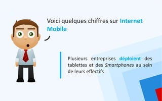 Voici quelques chiffres sur Internet
Mobile



       Plusieurs entreprises déploient des
       tablettes et des Smartphones au sein
       de leurs effectifs
 