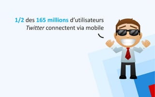 1/2 des 165 millions d’utilisateurs
    Twitter connectent via mobile
 