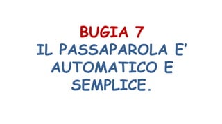 BUGIA 7
IL PASSAPAROLA E’
AUTOMATICO E
SEMPLICE.
 
