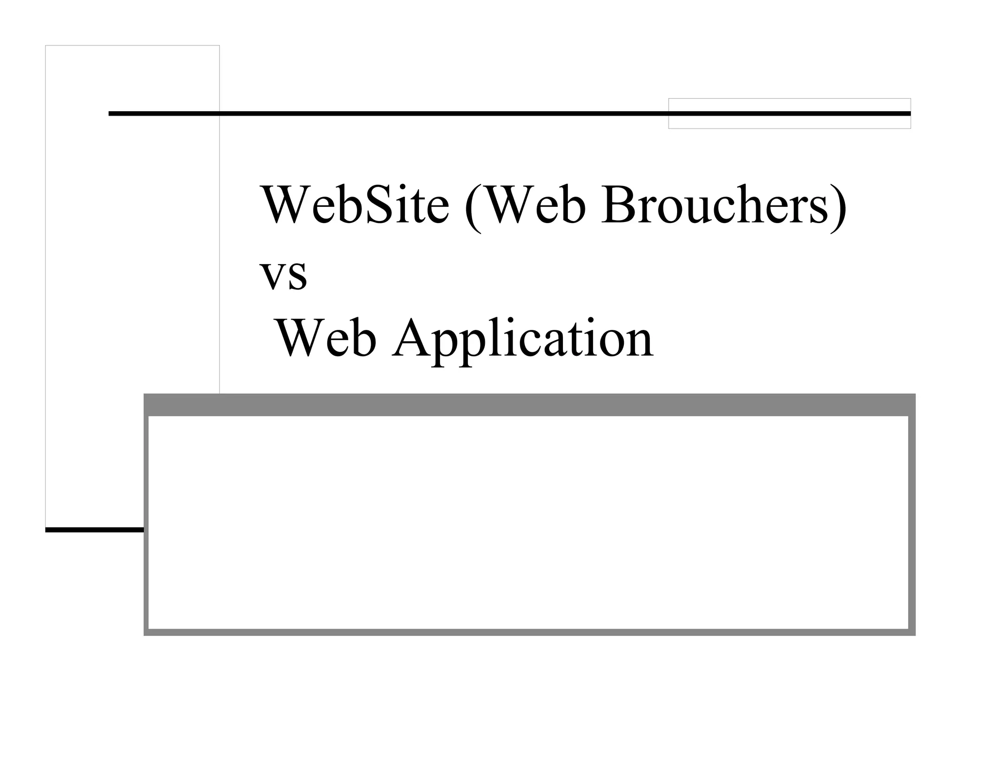 WebSite (Web Brouchers)
vs
Web Application
 