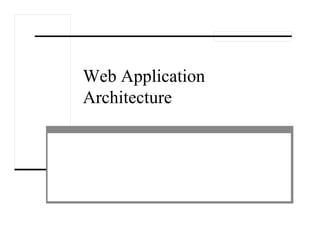 Web Application
Architecture
 