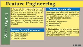Lec-07+Feature_Engineering.pdf for machine learning | PDF