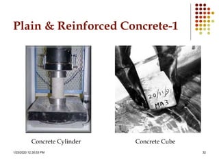 1/25/2020 12:30:53 PM 32
Plain & Reinforced Concrete-1
Concrete Cylinder Concrete Cube
 