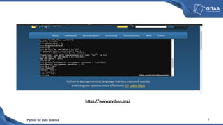 Python for Data Science 11
https://www.python.org/
 