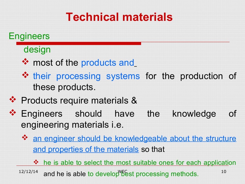 Introduction To Technical Materials or Material Technology