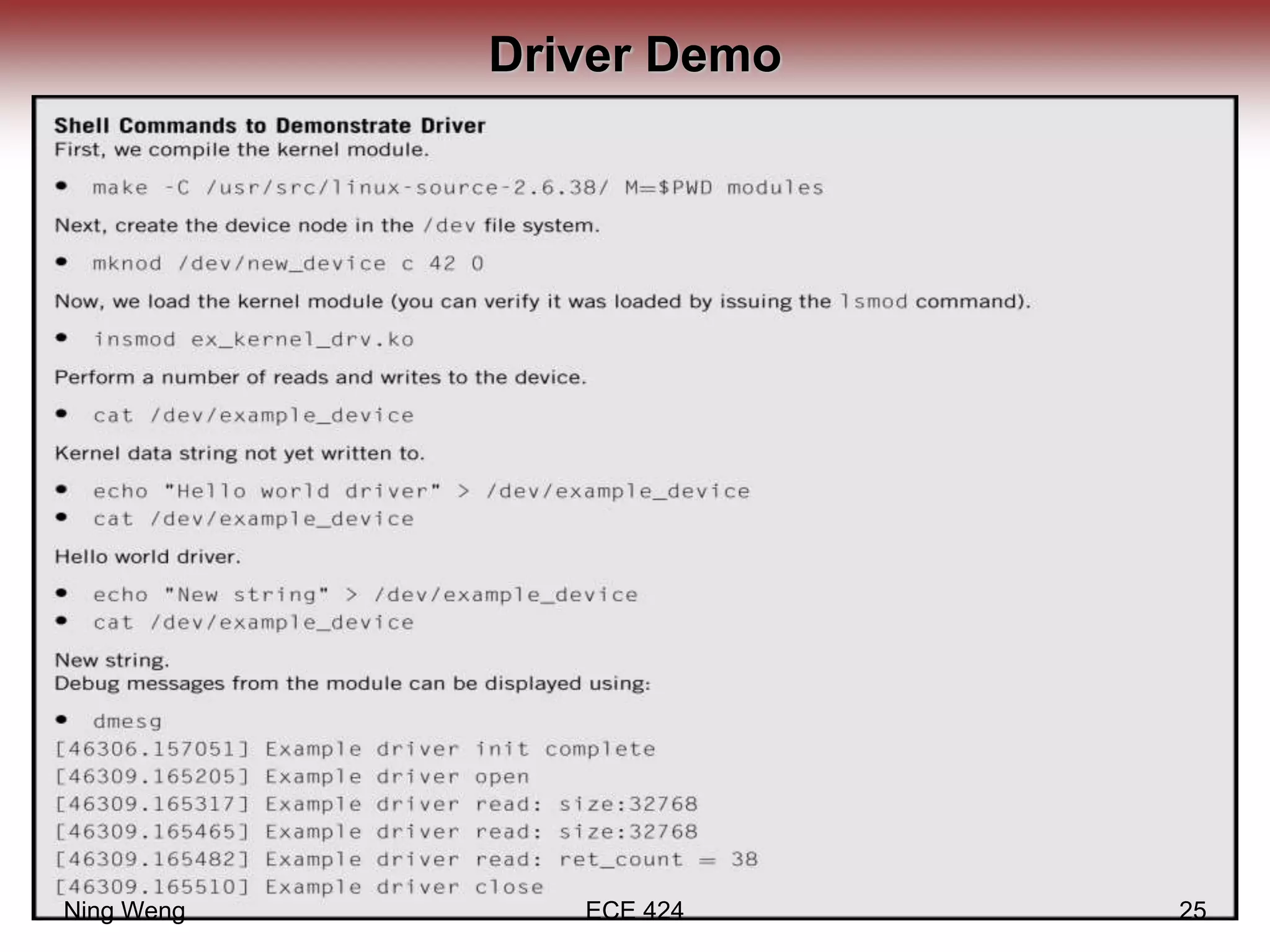 Driver Demo
Ning Weng ECE 424 25
 
