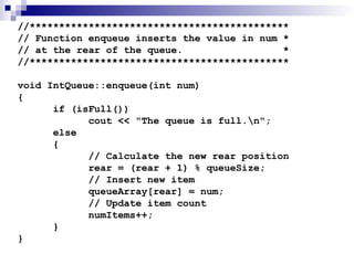 Lec-12, 13 Quees In Queue IntQueue(int s) | PPT