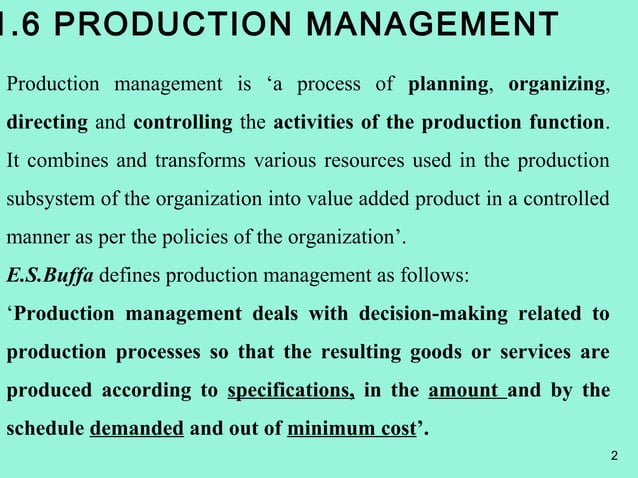 Production Management | PPT