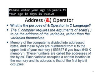 20
Address (&) Operator
 