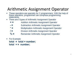37
Arithmetic Assignment Operator
 