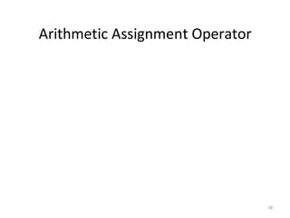 38
Arithmetic Assignment Operator
 
