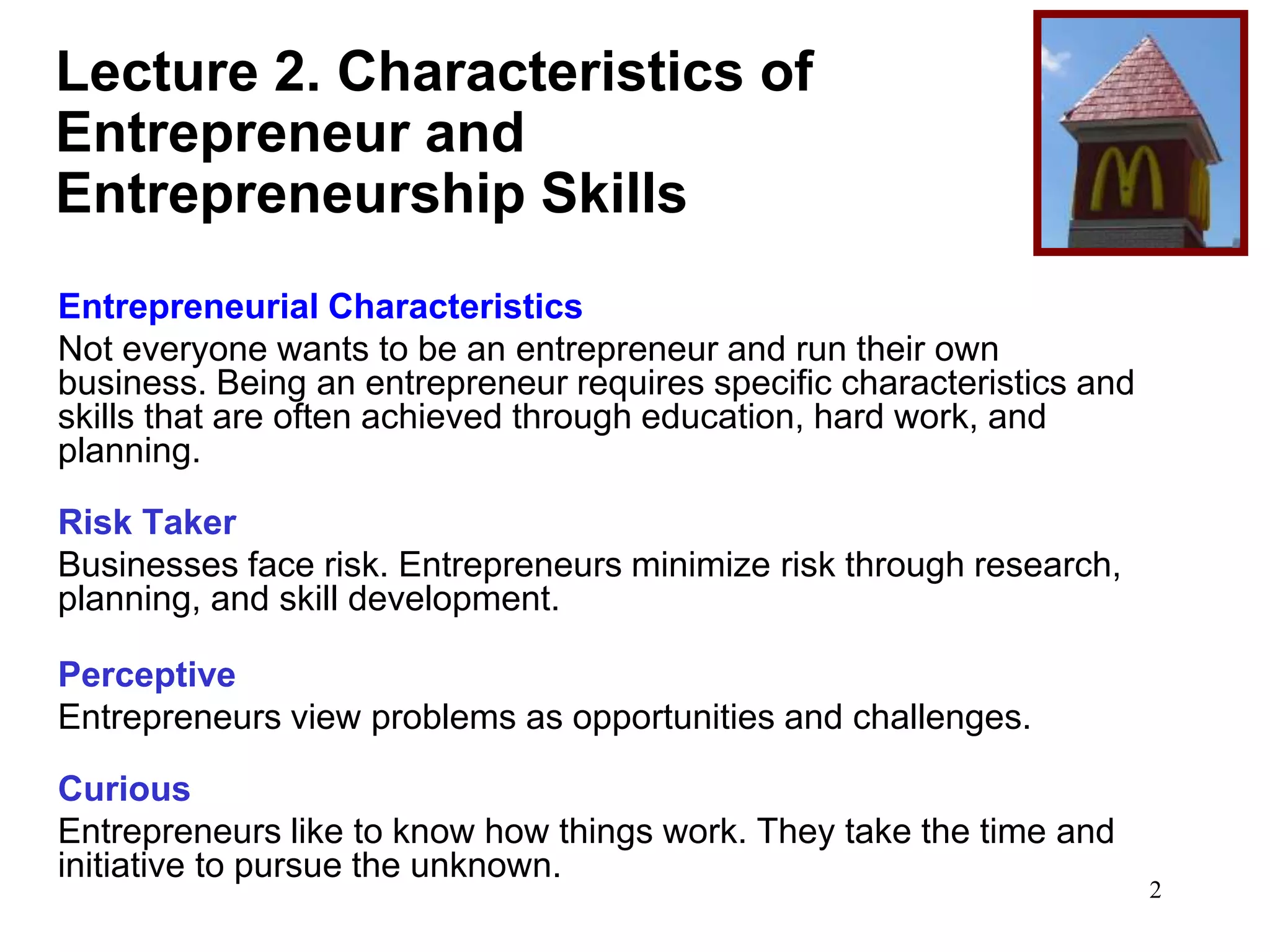 Two Characteristics Of Entrepreneurship characteristics of entrepreneurs | PPT