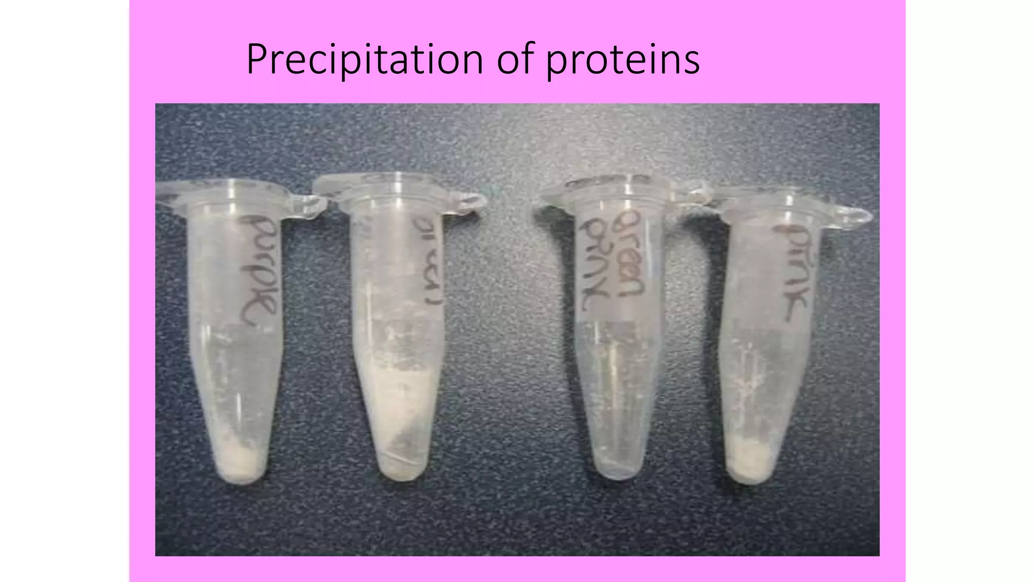 Precipitation of proteins
 