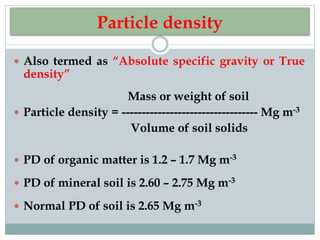 Soil Bulk Density Particle Density Soil Bulk Density Particle Density