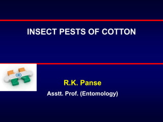 R.K. Panse
Asstt. Prof. (Entomology)
INSECT PESTS OF COTTON
 
